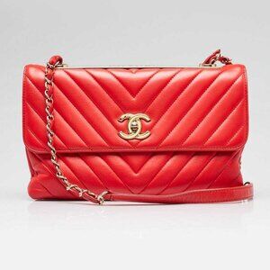 Chanel Red Quilted Leather Trendy CC Flap Bag
